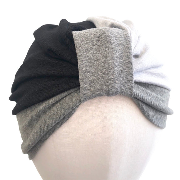 Grey Vintage Pre Tied Turban Head Wrap for Women