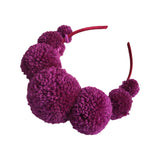 Wine Red Pompom Festival Headband Crown