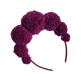 Wine Red Pompom Festival Headband Crown