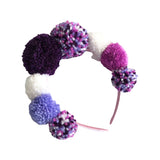 Purple and White Boho Pompom Festival Crown