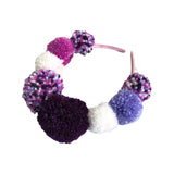 Purple and White Boho Pompom Festival Crown