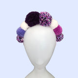 Purple and White Boho Pompom Festival Crown