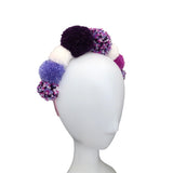 Purple and White Boho Pompom Festival Crown