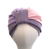 Soft Violet Cotton Chemo Turban Hat Beanie for Women
