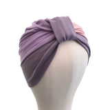 Soft Violet Cotton Chemo Turban Hat Beanie for Women