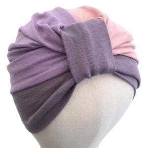 Soft Violet Cotton Chemo Turban Hat Beanie for Women