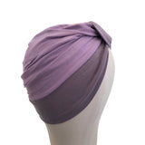 Soft Violet Cotton Chemo Turban Hat Beanie for Women