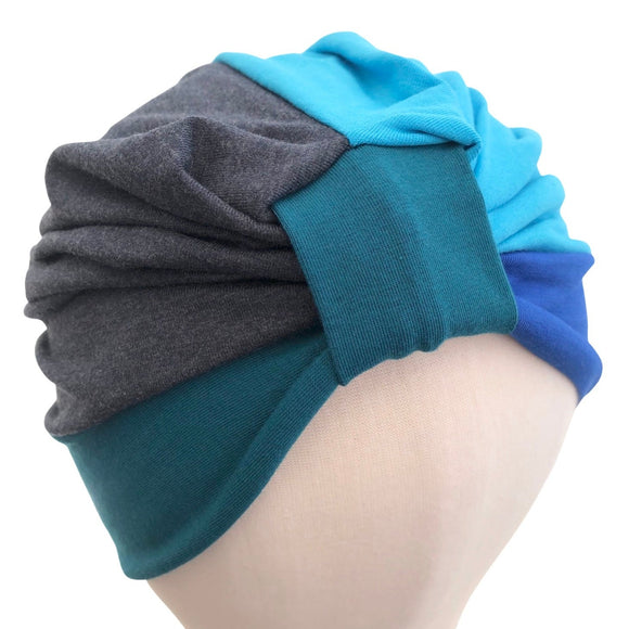 Ready Made Blue Soft Summer Head Scarf Turban
