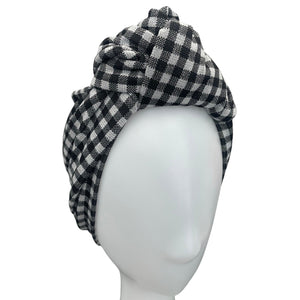 Grey and Black Turban Head Wrap Headband for Her