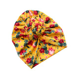Yellow Floral Vintage Style Chain Knot Turban