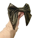Liquid metal gold barrette hair bow clip
