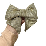 Gold zig zag patterned oversized hair bow 