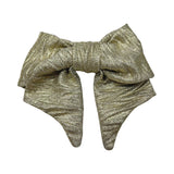 Gold zig zag patterned oversized hair bow 