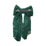 Aesthetic green lace long tail hair bow clip