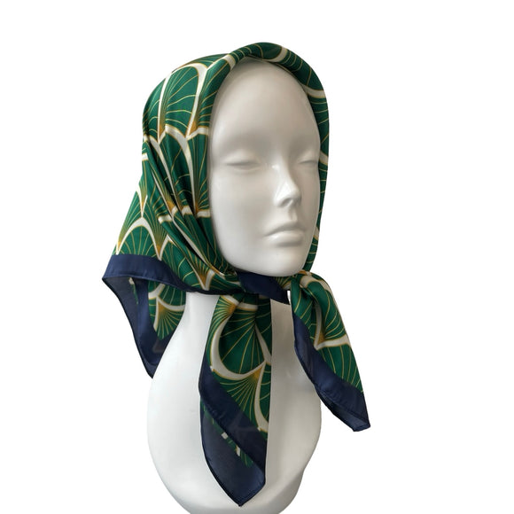 green satin square scarf