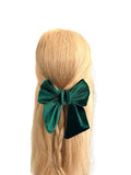 Dark green velvet hair bow barrette clip