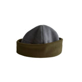 grey and khaki fleece hat
