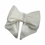 Ivory white velvet hair bow barrette clip