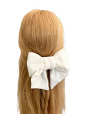 Ivory white velvet hair bow barrette clip