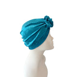 turquoise velvet hat