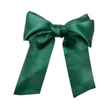 Green silky satin hair bow barrette clip for women
