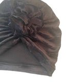 Dark gray turban with a large bow on a white background