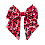 Oversized heart print Valentines Day bow clip