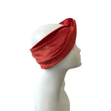 Burnt Orange Velvet Twisted Turban Headband 