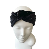 Black Studded Velvet Twist Headband