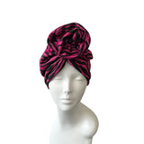 Bright Pink Rosette Pre Tied Turban