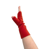 Burnt orange fingerless soft fleece autumn gloves