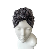 Charcoal Crushed Velvet Knot Turban