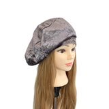 Grey Slouchy Retro Velvet Hat