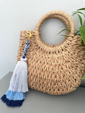 Ombre Blue Tiered Tassel Keychain for Beach Bag