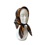 Leopard Print Silk Feeling Square Satin Scarf 70cm