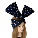 Navy Polka Dot Wired Headband