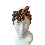 Rust Leopard Self Tie Headband