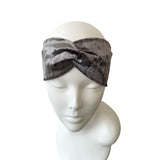 Silver Velvet Twisted Headband