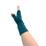 Teal blue fingerless wrist warmer texting gloves