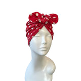 Vintage Inspired Red Polka Dot Spot Jersey Turban