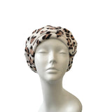 White and Brown Leopard Soft Beret Hat 