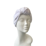 Soft White Crushed Velvet Knot Vintage Turban Hat