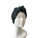 Dark Green Floral Turban Style Hat