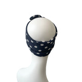 Navy Blue Polka Dot Hair Wrap Scarf