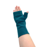 Teal blue fingerless wrist warmer texting gloves
