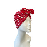 Vintage Inspired Red Polka Dot Spot Jersey Turban