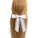 White Cotton Lace Bridal Wedding Hair Bow 
