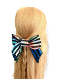 Striped colourful hair bow barrette clip for women