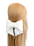 Ivory white velvet hair bow barrette clip