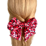 Oversized heart print Valentines Day bow clip